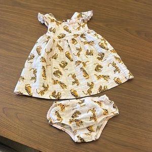 Mudpie tiger dress with bloomers 9-12 month
